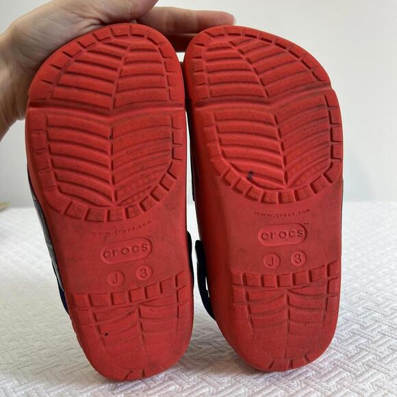 Crocs Juniors Size 3 Blue Red Spiderman Light Up Marvel Kids Slip on Shoes - Picture 6 of 11